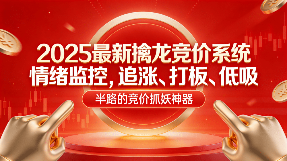 2025最新竞价擒龙系统 情绪监控，追涨、打板、低吸、半路的竞价抓妖神器，带视频讲解