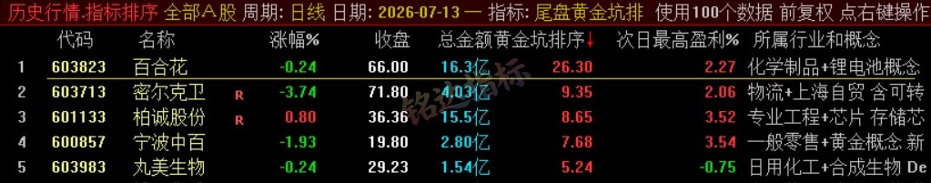 『尾盘黄金坑排序』主力洗盘结束后的尾盘潜伏低吸 短线次日套利排序工具 数据可回测，电脑使用