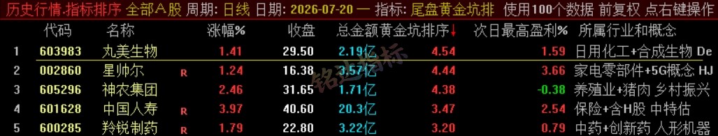 『尾盘黄金坑排序』主力洗盘结束后的尾盘潜伏低吸 短线次日套利排序工具 数据可回测，电脑使用