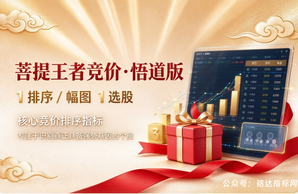 【菩提王者竞价·悟道版】1排序/幅图1选股 核心竞价排序指标，专注于识别真正具备强势基因的个股